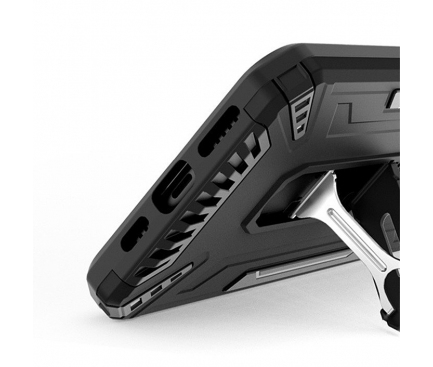 Husa Plastic - TPU OEM Shock Armor Kickstand pentru Apple iPhone X / Apple iPhone XS, Neagra 