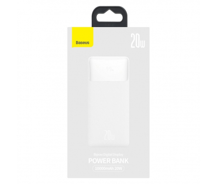 Baterie Externa Powerbank Baseus BIPOW, 10000 mA, Power Delivery (PD) - Quick Charge 3.0, Afisaj Led, 20W, Alba PPDML-L02 