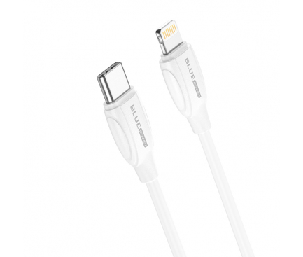 Cablu Date si Incarcare USB-C - Lightning BLUE Power B2BX19, 18W, 2m, Alb