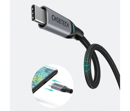 Cablu Date si Incarcare USB Type C - USB Type C Choetech, 1.8 m, 5A, Set 2 buc, Negru MIX00073 