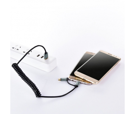 Cablu Date si Incarcare USB la USB Type-C - MicroUSB Choetech, 1.2 m, 2in1, Negru XAC-0012-101BK 