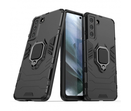 Husa Plastic - TPU OEM Ring Tough Armor pentru Samsung Galaxy S21 5G, Neagra 