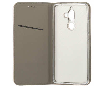 Husa Piele Ecologica OEM Smart Magnet pentru Xiaomi Redmi 9, Aurie 