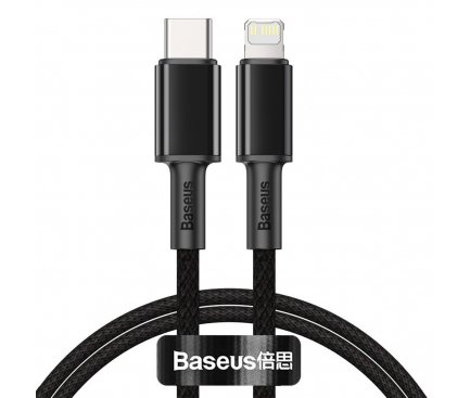 Cablu Date si Incarcare USB-C - Lightning Baseus High Density Braided, 20W, 1m, Negru CATLGD-01