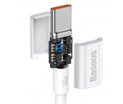 Cablu Date si Incarcare USB-C - USB-C Baseus Superior Series, 100W, 1m, Alb CATYS-B02