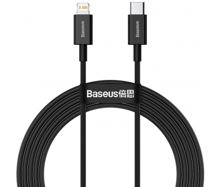 Cablu Incarcare USB Type-C la Lightning Baseus Superior Series, 2 m, PD, 20W, Negru CATLYS-C01 