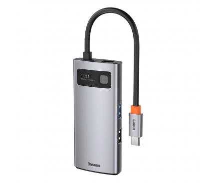 Hub USB-C Baseus Metal Gleam, 2 x USB-A - 1 x USB-C - HDMI, Gri CAHUB-CY0G