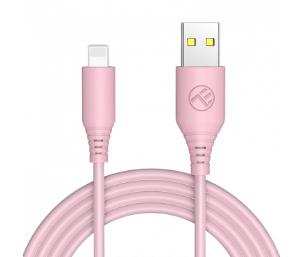 Cablu Date si Incarcare USB-A - Lightning Tellur, 15W, 1m, Roz TLL155399