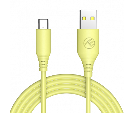 Cablu Date si Incarcare USB-A - USB-C Tellur, 18W, 1m, Galben TLL155400