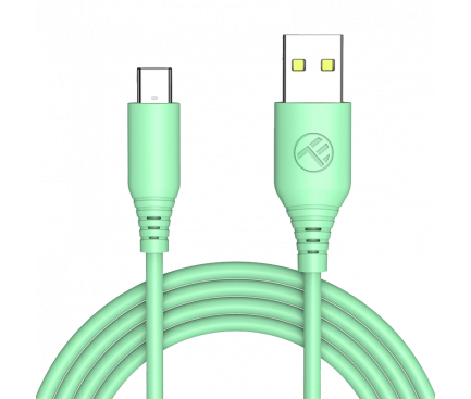 Cablu Date si Incarcare USB la USB Type-C Tellur, 1 m, 3A, Verde TLL155401 