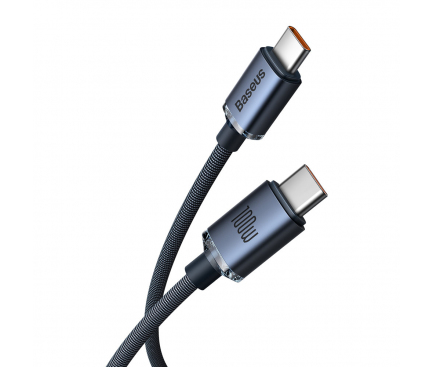 Cablu Date si Incarcare USB-C - USB-C Baseus Crystal Shine Series, 100W, 1.2m, Negru CAJY000601