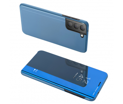 Husa Plastic OEM Clear View pentru Samsung Galaxy S21 FE 5G G990, Albastra