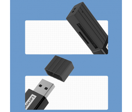 Cititor Card USB Lenovo D221, SD - microSD, Negru
