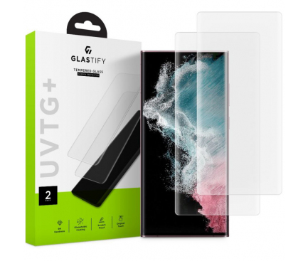 Folie de protectie Ecran GLASTIFY UVTG+ pentru Samsung Galaxy S22 Ultra 5G S908, Sticla securizata, UV Glue, Set 2 bucati GST008