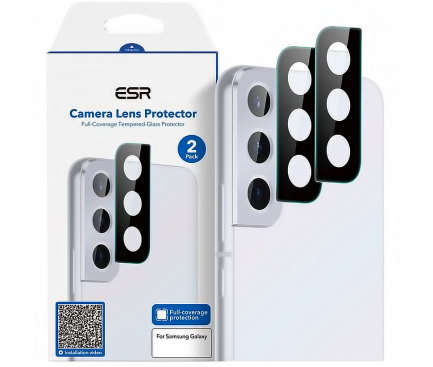 Folie Protectie Camera spate ESR pentru Samsung Galaxy S22+ 5G S906, Sticla securizata, Neagra ESR465BLK 