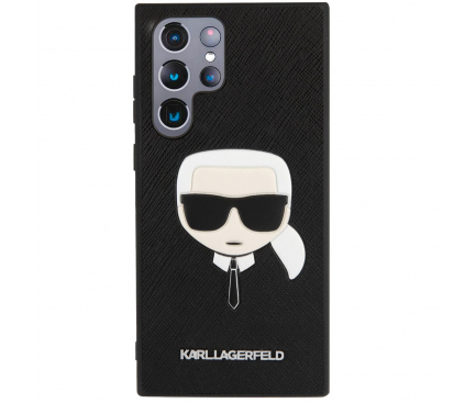 Husa Piele Karl Lagerfeld Saffiano Karl Head pentru Samsung Galaxy S22 Ultra 5G S908, Neagra KLHCS22LSAKHBK 