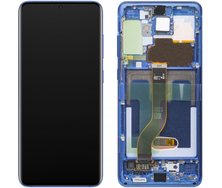 Display cu Touchscreen Samsung Galaxy S20+ 5G G986 / S20+ G985, cu Rama, Albastru (Aurora Blue), Service Pack GH82-22134H