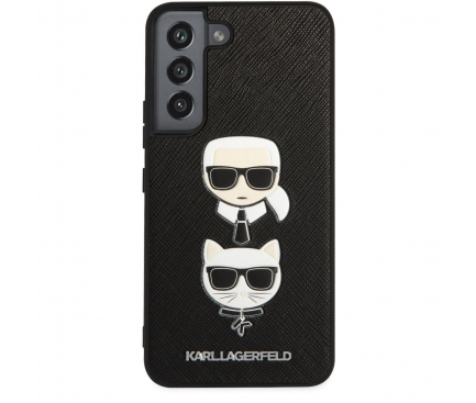 Husa Karl Lagerfeld Saffiano K&C Heads pentru Samsung Galaxy S22 5G S901, Neagra KLHCS22SSAKICKCBK 