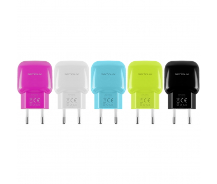 Incarcator Retea USB Serioux, Diverse culori, 2A, 1 X USB SRXA-TRVCH2ABLK-ZZ 