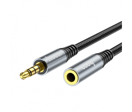 Cablu Audio 3.5 mm - 3.5 mm HOCO UPA20, TRRS (Mama) - TRRS (Tata), 1 m, Negru 