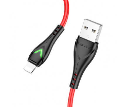 Cablu Date si Incarcare USB la Lightning Borofone BX65 Bright, 1 m, 2A, Rosu 