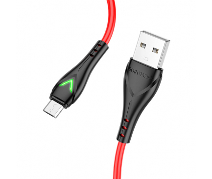 Cablu Date si Incarcare USB la MicroUSB Borofone BX65 Bright, 1 m, 2A, Rosu 