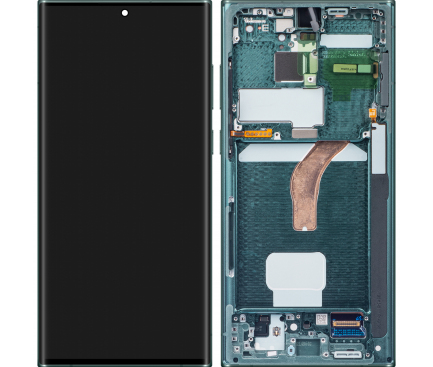 Display cu Touchscreen Samsung Galaxy S22 Ultra 5G S908, cu Rama, Verde, Service Pack GH82-27488D 