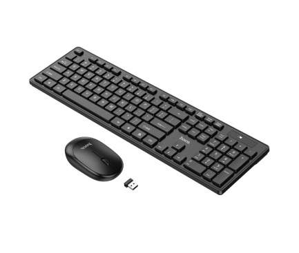 Kit Tastatura Mouse Wireless HOCO GM17, Negru