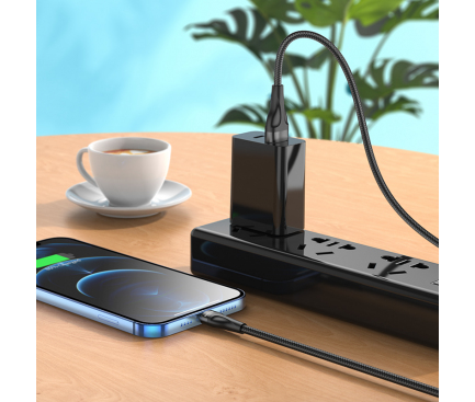 Cablu Date si Incarcare USB la Lightning Borofone BX61, 1 m, 2.4A, Negru 