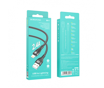 Cablu Date si Incarcare USB la Lightning Borofone BX61, 1 m, 2.4A, Negru 