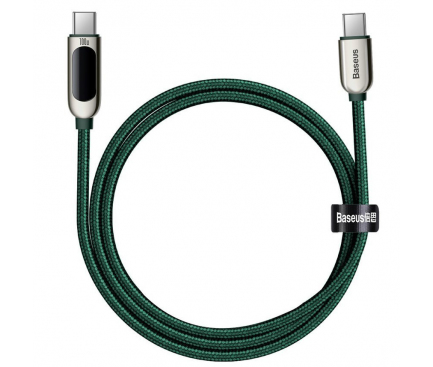 Cablu Date si Incarcare USB-C - USB-C Baseus Display Fast Charging, 100W, 1m, Verde CATSK-B06