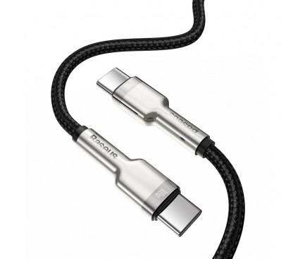Cablu Date si Incarcare USB-C - USB-C Baseus Cafule Metal Series, 100W, 1m, Negru CATJK-C01