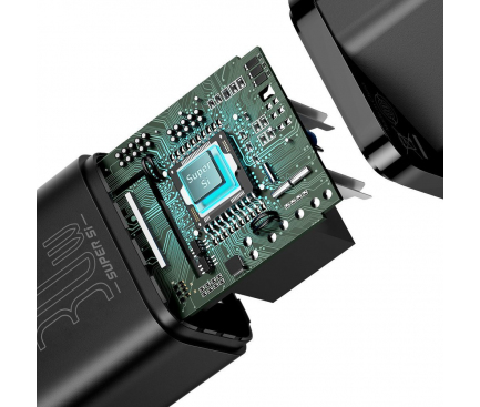 Incarcator Retea USB Baseus Super Si, 30W, 1 X USB Tip-C, Negru CCSUP-J01 