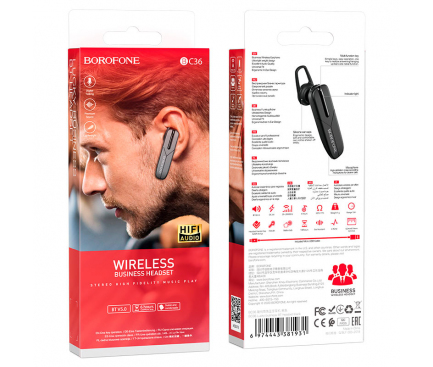 Handsfree Bluetooth Borofone BC36 Lucky, A2DP, Negru