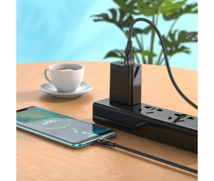 Cablu Date si Incarcare USB-A - USB-C Borofone BX61, 18W, 1m, Negru