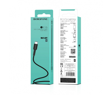 Cablu Date si Incarcare USB-A - USB-C Borofone BX16, 18W, 1m, Negru