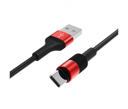 Cablu Date si Incarcare USB la USB Type-C Borofone BX21 Outstanding, 1 m, 2.4A, Negru Rosu 