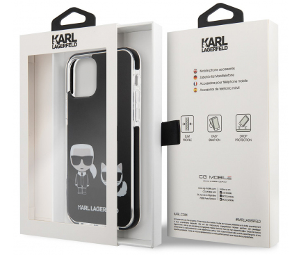 Husa TPU Karl Lagerfeld pentru Apple iPhone 12 / Apple iPhone 12 Pro, TPE Karl and Choupette, Neagra KLHCP12MTPEKCK 