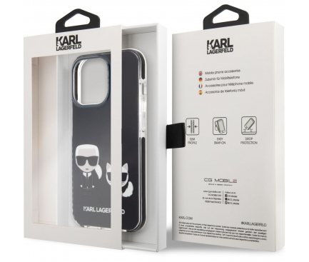 Husa TPU Karl Lagerfeld pentru Apple iPhone 13 Pro, TPE Karl and Choupette, Neagra KLHCP13LTPEKCK 