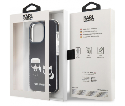 Husa TPU Karl Lagerfeld pentru Apple iPhone 13 Pro Max, TPE Karl and Choupette, Neagra KLHCP13XTPEKCK 