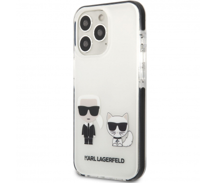 Husa TPU Karl Lagerfeld pentru Apple iPhone 13 Pro Max, TPE Karl and Choupette, Alba KLHCP13XTPEKCW 