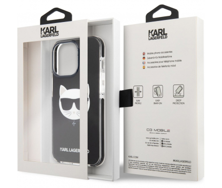 Husa TPU Karl Lagerfeld pentru Apple iPhone 13 Pro Max, TPE Choupette Head, Neagra KLHCP13XTPECK 