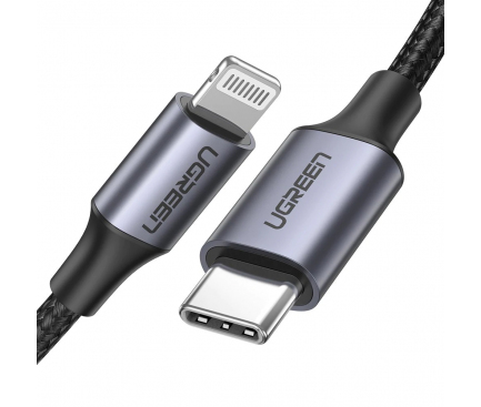 Cablu Date si Incarcare USB-C - Lightning UGREEN, 60W, 1m, Negru