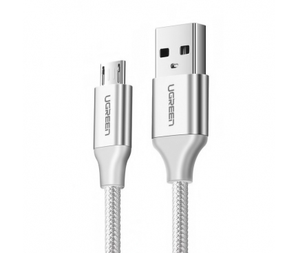 Cablu Date si Incarcare USB la MicroUSB UGREEN US290, 1.5 m, Alb