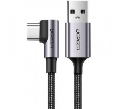 Cablu Date si Incarcare USB la USB Type-C UGREEN US284, Angled 90, 3 m, 3A, Negru 