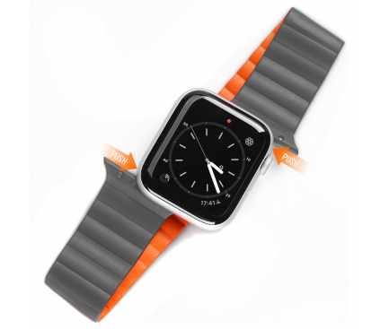 Bratara Ceas DUX DUCIS Magnetic pentru Apple Watch Series, 45/44/42mm, Gri Portocalie 