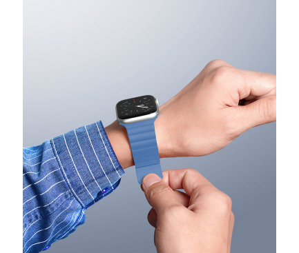 Bratara Ceas DUX DUCIS Magnetic pentru Apple Watch Series, 45/44/42mm, Bleu 