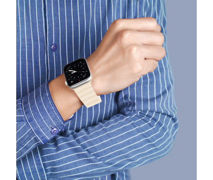 Bratara Ceas DUX DUCIS Magnetic pentru Apple Watch Series, 45/44/42mm, Bej 