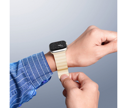 Bratara Ceas DUX DUCIS Magnetic pentru Apple Watch Series, 45/44/42mm, Bej 