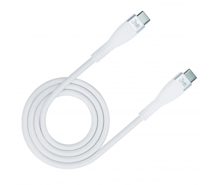 Cablu Date si Incarcare USB-C - USB-C 3MK Hyper Silicone, 60W, 1m, Alb